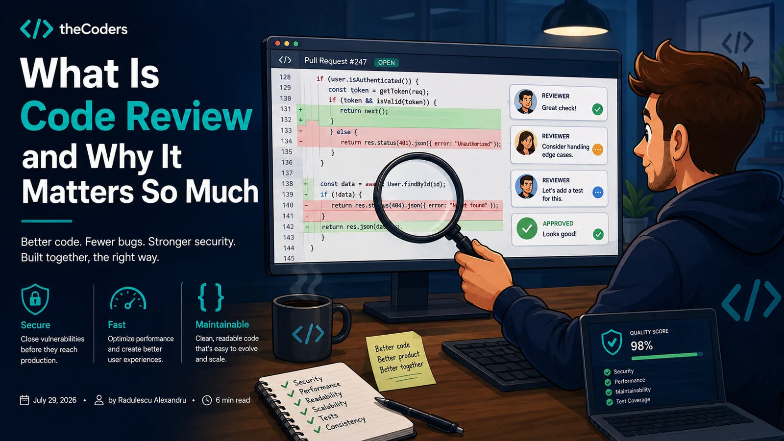Ce înseamnă code review și de ce este atât de important — verificarea codului dincolo de simpla găsire a erorilor