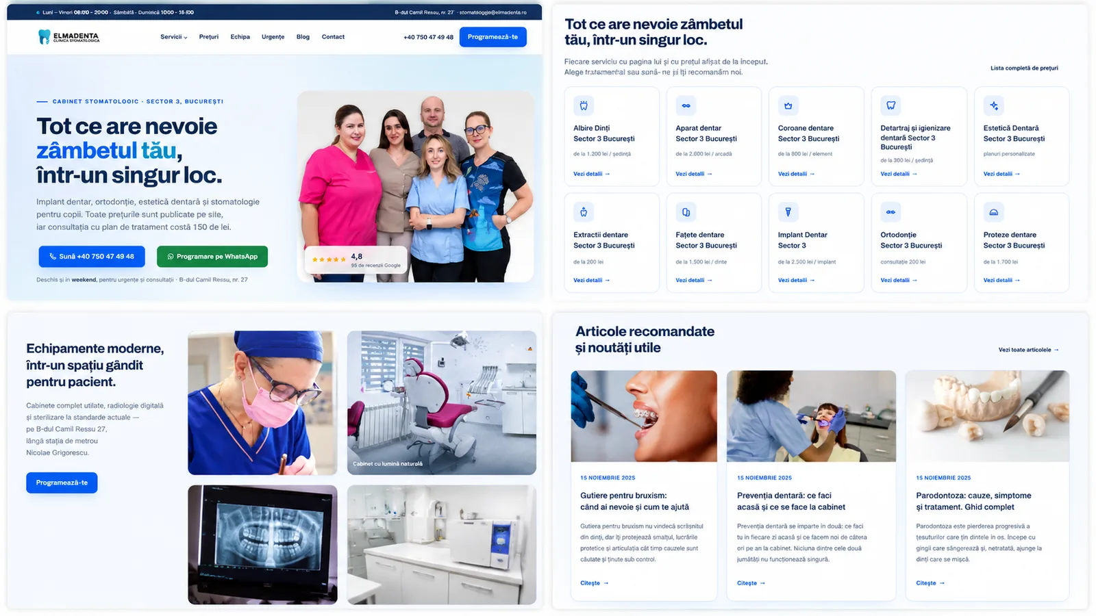 Website-ul nou Elma Denta — pagina principală