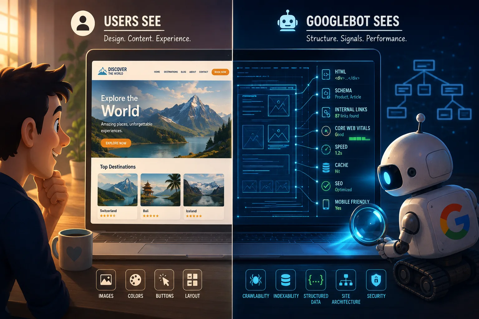 Google vede ceea ce utilizatorii nu observă — arhitectură, cod, performanță și structura informației